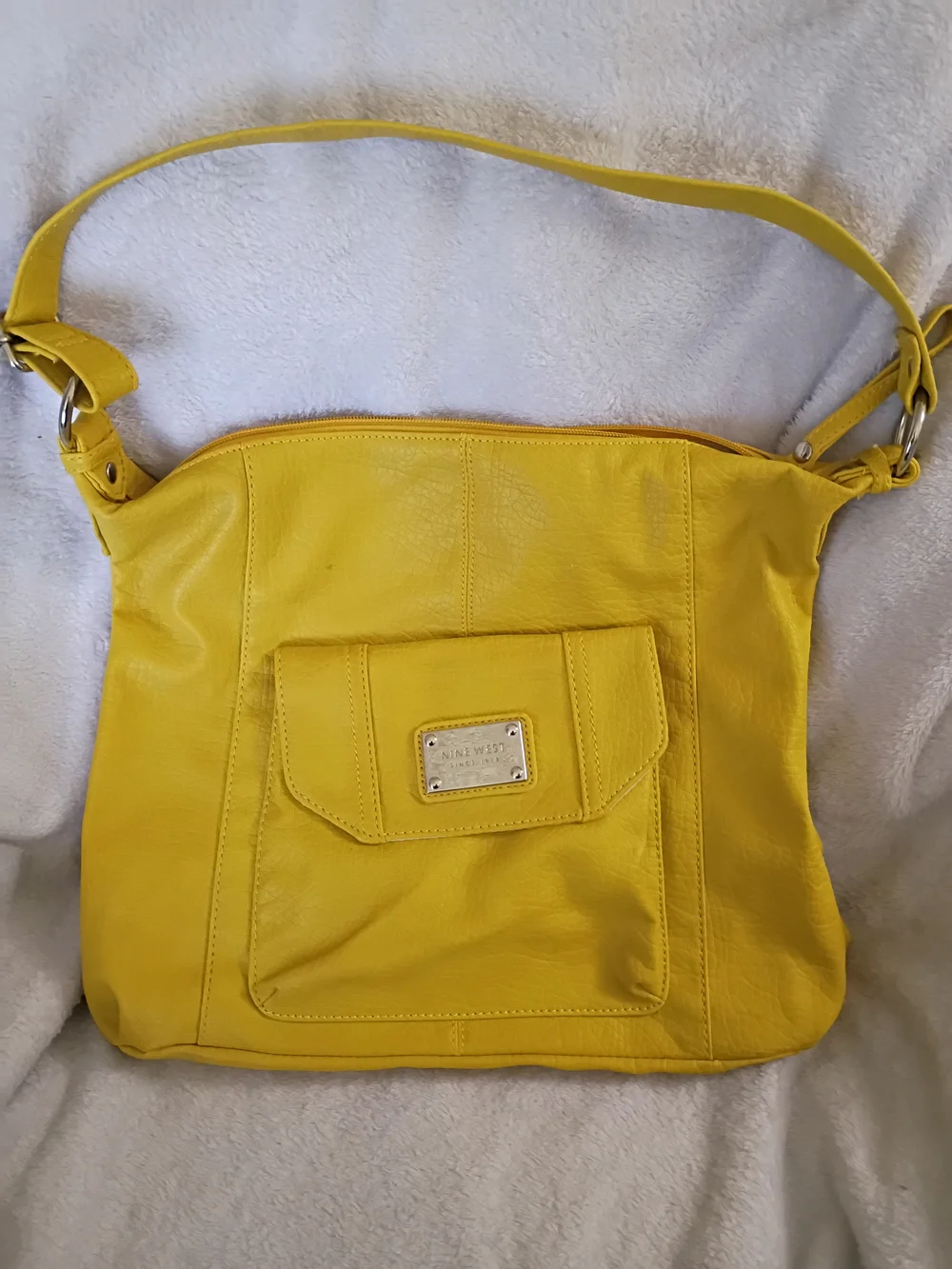 Nine West Lemon Yellow Leather Crossbody Shoulder Bag